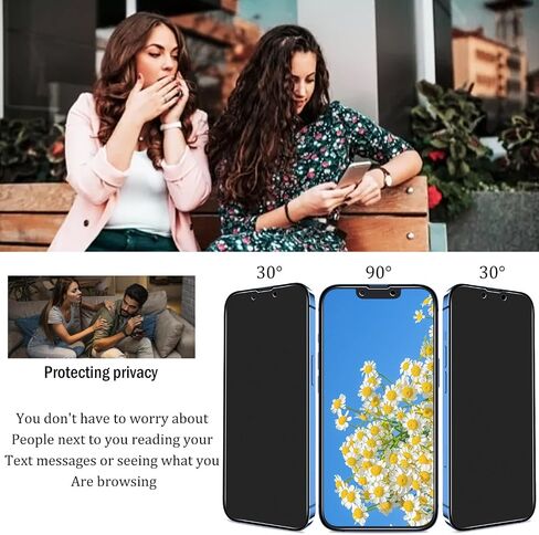 (عبوتان) واقي شاشة للخصوصية غير لامع مصمم لهاتف iPhone 13، iPhone 13 Pro، iPhone 14 (6.1 بوصة) طبقة من الزجاج المقوى، مضاد للوهج، مضاد لبصمات الأصابع، فائق النعومة in Kuwait
