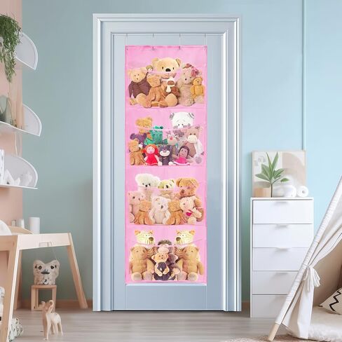 Lystaii معلقة تخزين الحيوانات المحشوة على الباب المنظم تخزين حقيبة أرجوحة شبكية مع السنانير معلقة جيوب تخزين لعبة سعة كبيرة لغرفة نوم الحضانة فتاة صبي in Kuwait