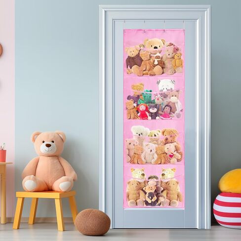 Lystaii معلقة تخزين الحيوانات المحشوة على الباب المنظم تخزين حقيبة أرجوحة شبكية مع السنانير معلقة جيوب تخزين لعبة سعة كبيرة لغرفة نوم الحضانة فتاة صبي in Kuwait