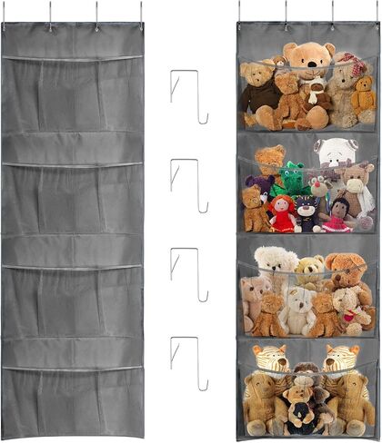 Lystaii Hanging Stuffed Animal Storage Over Door Organizer Storage Mesh Hammock Bag with Hooks Hanging Large Capacity Toy Storage Pockets for Nursery Girl Boy Bedroom in Saudi Arabia