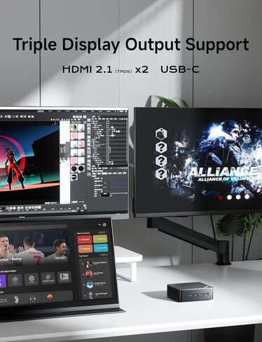 كمبيوتر مكتبي صغير MINIFORUM UN100D Alder Lake N100 Windows 11 Home، ذاكرة وصول عشوائي 16 جيجابايت + 512 جيجابايت SSD، 2X 2.5G LAN، شاشة HDMI/DP/USB-C 4K ثلاثية، فتحة SATA HDD 2.5 بوصة، فتحة بطاقة TF عامل شكل صغير in Kuwait