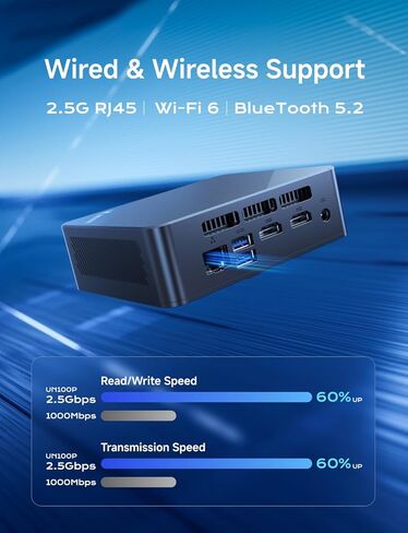 كمبيوتر مكتبي صغير MINIFORUM UN100D Alder Lake N100 Windows 11 Home، ذاكرة وصول عشوائي 16 جيجابايت + 512 جيجابايت SSD، 2X 2.5G LAN، شاشة HDMI/DP/USB-C 4K ثلاثية، فتحة SATA HDD 2.5 بوصة، فتحة بطاقة TF عامل شكل صغير in Kuwait