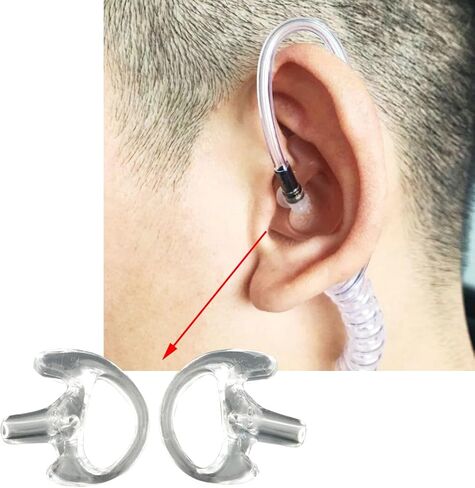 2Pairs Radio Replacement Earpie Replacement Soft Silicone Earbud Earplug for Walkie Talkie Acoustic Headset Acoustic Tube, Large Transparent in Saudi Arabia
