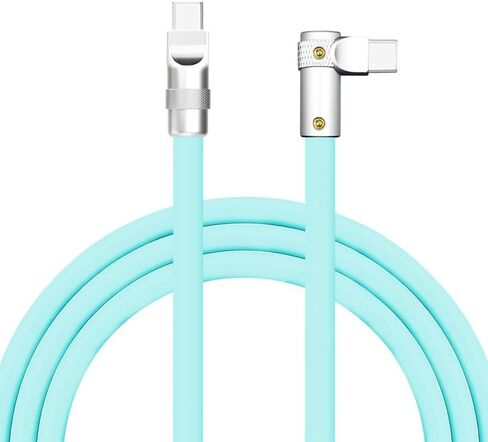 chubbycable FlexElbow Pro - 90° Design 100W Fast Charge Cable Ultra-Thick Silicone Right Angle USB C Cable Universal Phone Tablets Charging Cord, Light Blue, Type-C to Type-C, 9.8FT in Saudi Arabia