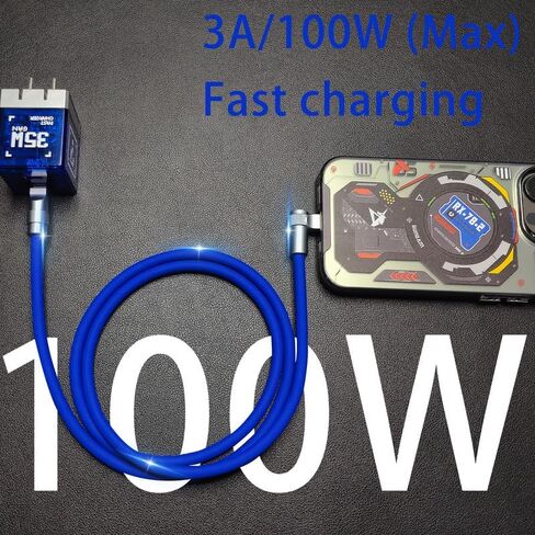 chubbycable FlexElbow Pro - 90° Design 100W Fast Charge Cable Ultra-Thick Silicone Right Angle USB C Cable Universal Phone Tablets Charging Cord, Light Blue, Type-C to Type-C, 9.8FT in Saudi Arabia