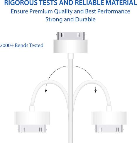USB Sync and Charging Data Cable Compatible with iPhone 4 4s 3G 3GS iPad 1 2 3 30-Pin Cables Charger Lead - 3.2Ft White in Saudi Arabia