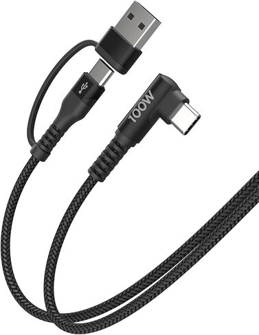 100W High Speed USB C Charger Cable Right Angle, [2-Pack 4ft] USB C to USB C Cable, 90 Degree Type C Braided Charging Cord for iPhone 15, Galaxy UItra S24 S23, MacBook Pro/Air, iPad Pro/Air 4, Pixel in Saudi Arabia