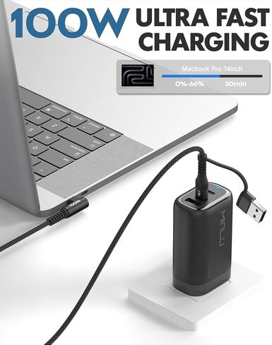 100W High Speed USB C Charger Cable Right Angle, [2-Pack 4ft] USB C to USB C Cable, 90 Degree Type C Braided Charging Cord for iPhone 15, Galaxy UItra S24 S23, MacBook Pro/Air, iPad Pro/Air 4, Pixel in Saudi Arabia