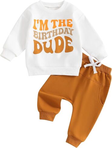 Kayotuas Toddler Baby Boy Birthday Outfit 1 2 3 4 Year Old Birthday Boy Sweatshirt and Pants Set 2 Piece Infant Fall Clothes in Saudi Arabia