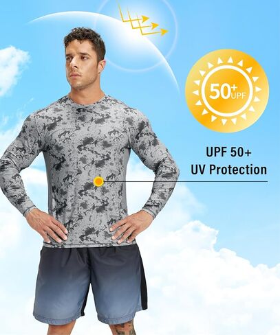 تي شيرت رجالي ADOREISM بعامل حماية من أشعة الشمس 50+ للحماية من الطفح الجلدي سريع الجفاف وأكمام طويلة قميص خارجي in Kuwait