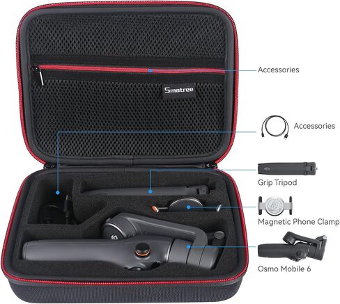 حافظة Smatree OSMO Mobile 6، حقيبة تخزين محمولة مقاومة للماء، حقيبة سفر لـ DJI OSMO Mobile 6 Gimbal Stabilizer and Accessories (الجراب فقط) in Saudi Arabia