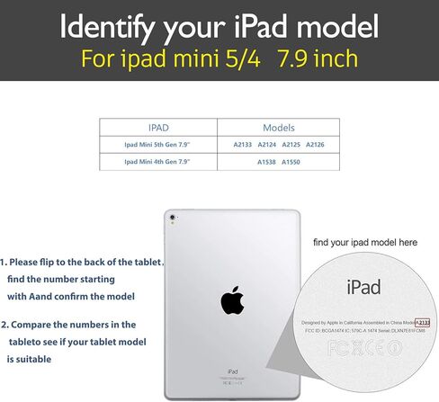 حافظة Gexmil لجهاز iPad Mini 7.9 بوصة، الجيل الخامس/الرابع (2019/2015) غطاء جلد أصلي مع حامل قلم رصاص، غطاء فوليو من جلد البقر للنوم/الاستيقاظ التلقائي، مضاد لبصمات الأصابع، بني داكن in Saudi Arabia