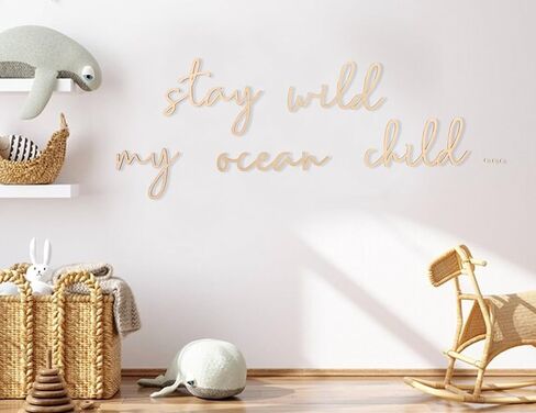 Keep Wild My Ocean Kids Wood Sign - Kids Room Wood Wall Decor, Boys Girls Playroom Wall Lettering, Ocean Themed Sea Turtle Scallop Wall Art, Nursery Keep Wild My Ocean Kids Wall Wood Decor in Kuwait