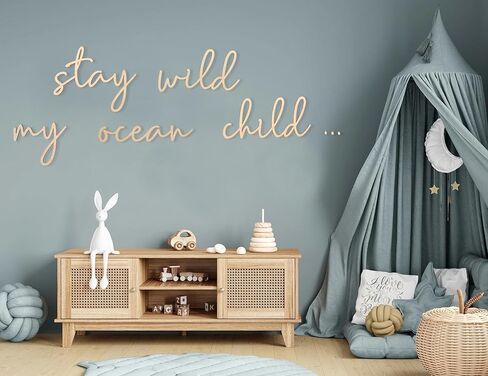 Keep Wild My Ocean Kids Wood Sign - Kids Room Wood Wall Decor, Boys Girls Playroom Wall Lettering, Ocean Themed Sea Turtle Scallop Wall Art, Nursery Keep Wild My Ocean Kids Wall Wood Decor in Kuwait