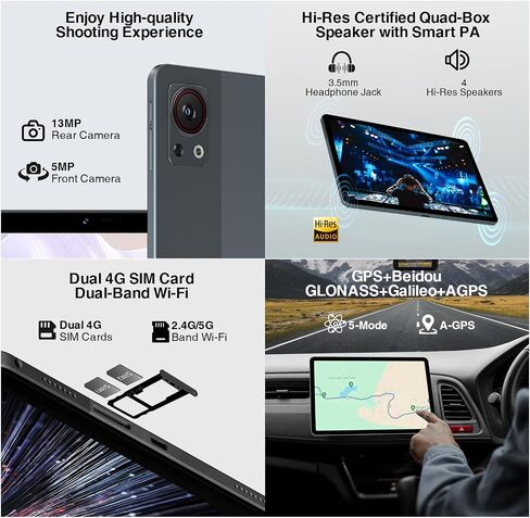 DOOGEE T30SE Android 14 Tablet, 2.4 K 11 Inch Android Tablet with 9GB RAM+128GB ROM+1TB Expand, Octa Core Processor, 8580mAh, Dual 13MP Camera, 4 Speakers, 5G WiFi+4G LTE, BT5.0, GPS, Black in Saudi Arabia