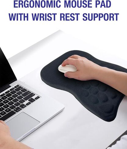 Ergonomic Mouse Pad with Wrist Rest Support, Massage Design Mouse Mat for Relief Carpal Tunnel Pain, Memory Foam Non-Slip Slope Massage Bulge (Pink) in Saudi Arabia
