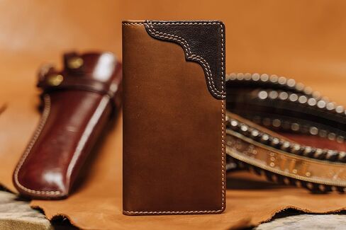House of Jack Co. JACK Long Bifold Wallet | Natural Grain Cowhide | Rodeo Wallet | Multi-Card Capacity Men's Tall Wallet in Kuwait