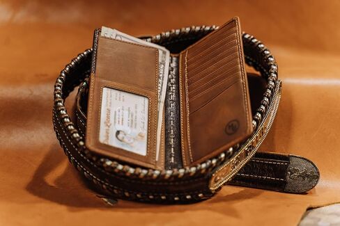 House of Jack Co. JACK Long Bifold Wallet | Natural Grain Cowhide | Rodeo Wallet | Multi-Card Capacity Men's Tall Wallet in Kuwait