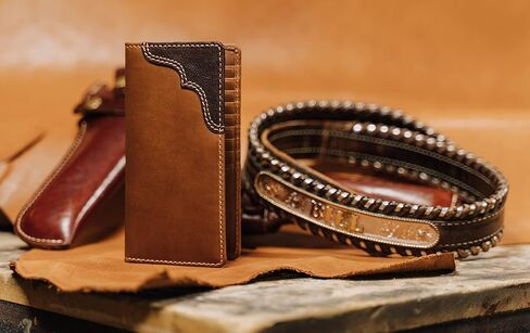 House of Jack Co. JACK Long Bifold Wallet | Natural Grain Cowhide | Rodeo Wallet | Multi-Card Capacity Men's Tall Wallet in Kuwait