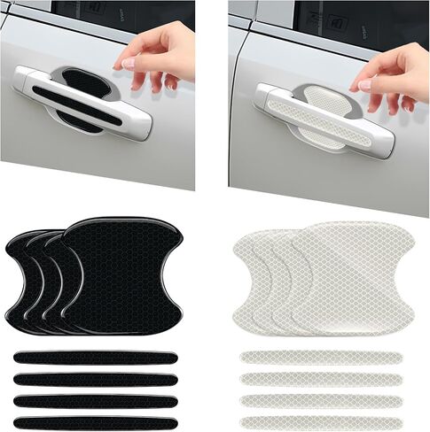 SuperKaKa 16Pack Car Door Handle Protective Stickers,Universal 3D Cars Doors Bowl Reflective Films Carbon Fiber&Dazzl Scratch Waterproof Night Visibility Guard Strips Vehicle Exterior Accessories in Saudi Arabia