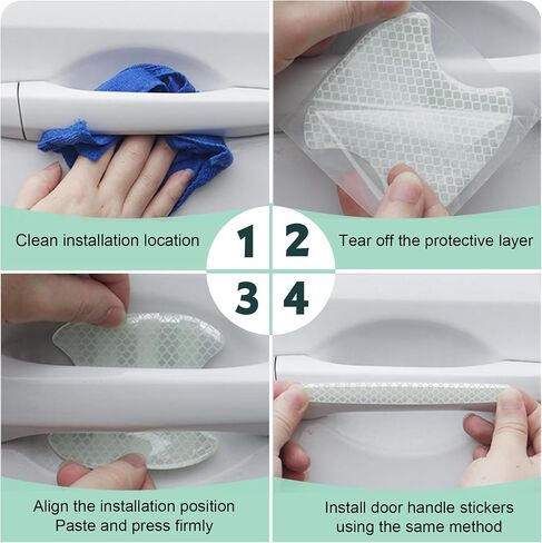 SuperKaKa 16Pack Car Door Handle Protective Stickers,Universal 3D Cars Doors Bowl Reflective Films Carbon Fiber&Dazzl Scratch Waterproof Night Visibility Guard Strips Vehicle Exterior Accessories in Saudi Arabia