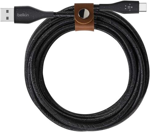 كابل Belkin DuraTek Plus USB-C إلى USB-A مع حزام (كابل USB فائق القوة إلى USB-C/USB من النوع C)، أسود، 6'/1.8 متر in Saudi Arabia