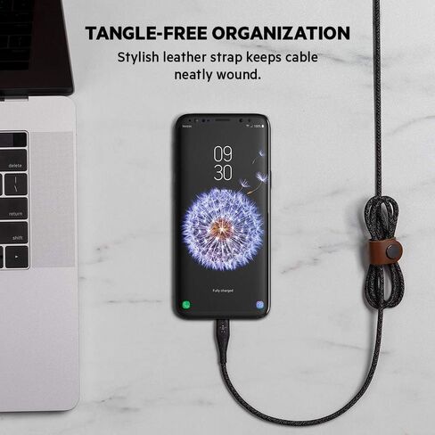 كابل Belkin DuraTek Plus USB-C إلى USB-A مع حزام (كابل USB فائق القوة إلى USB-C/USB من النوع C)، أسود، 6'/1.8 متر in Saudi Arabia