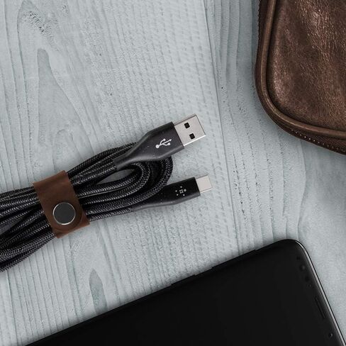 كابل Belkin DuraTek Plus USB-C إلى USB-A مع حزام (كابل USB فائق القوة إلى USB-C/USB من النوع C)، أسود، 6'/1.8 متر in Saudi Arabia