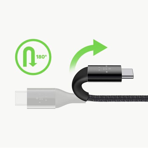 كابل Belkin DuraTek Plus USB-C إلى USB-A مع حزام (كابل USB فائق القوة إلى USB-C/USB من النوع C)، أسود، 6'/1.8 متر in Saudi Arabia