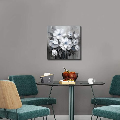 AnZhongArt Flower Picture Decor Wall Art Canvas Print White Floral Poster Decoration Bedroom Bathroom Love Wall Art(24x24 inches) in Saudi Arabia