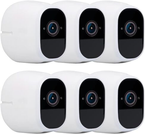 أغلفة سيليكون Hisewen لـ Arlo Pro/Arlo Pro 2، غطاء حماية لكاميرا Arlo Pro Security، غطاء كاميرا Arlo Arlo Skins أسود خارجي 6 عبوات-أبيض in Kuwait
