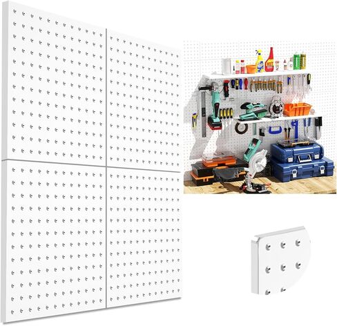 لوحة Pegboard، 4 قطع من Pegboard المعدنية، منظم جدار Pegboard عالي التحمل مع إطار لتنظيم الأدوات، لوحة Pegboard سوداء، لوحات Pegboard للجدران، لوحات Pegboard معدنية لورشة عمل المطبخ وغرفة المرآب in Kuwait