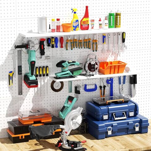 لوحة Pegboard، 4 قطع من Pegboard المعدنية، منظم جدار Pegboard عالي التحمل مع إطار لتنظيم الأدوات، لوحة Pegboard سوداء، لوحات Pegboard للجدران، لوحات Pegboard معدنية لورشة عمل المطبخ وغرفة المرآب in Kuwait