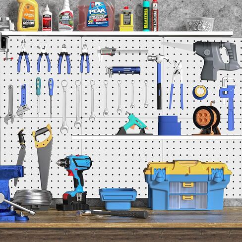 لوحة Pegboard، 4 قطع من Pegboard المعدنية، منظم جدار Pegboard عالي التحمل مع إطار لتنظيم الأدوات، لوحة Pegboard سوداء، لوحات Pegboard للجدران، لوحات Pegboard معدنية لورشة عمل المطبخ وغرفة المرآب in Kuwait