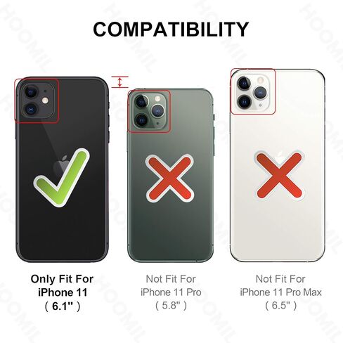 حافظة محفظة HOOMIL MagFlip لهاتف iPhone 11 مقاس 6.1 بوصة، غطاء قلاب مغناطيسي من جلد البولي يوريثان مقاوم للصدمات مع حامل بطاقة وميزة حامل (أحمر) in Saudi Arabia