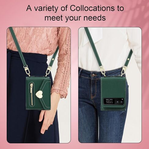 for Motorola Razr 2023 Wallet Case with Crossbody Strap, Motorola Razr 2023 Flip Case Credit Card Holder Heart Shaped Buckle Women Girls Leather Protective Case for Motorola Razr 2023 Red in Kuwait