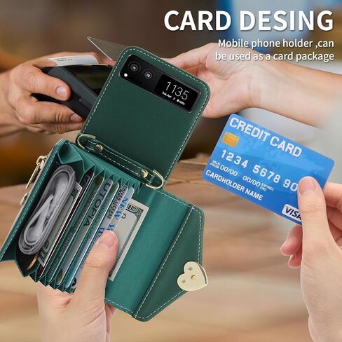 for Motorola Razr 2023 Wallet Case with Crossbody Strap, Motorola Razr 2023 Flip Case Credit Card Holder Heart Shaped Buckle Women Girls Leather Protective Case for Motorola Razr 2023 Red in Kuwait