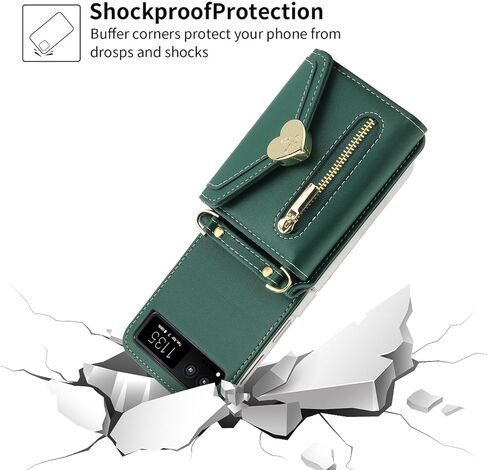 for Motorola Razr 2023 Wallet Case with Crossbody Strap, Motorola Razr 2023 Flip Case Credit Card Holder Heart Shaped Buckle Women Girls Leather Protective Case for Motorola Razr 2023 Red in Kuwait