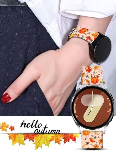 سوار ساعة خريف عيد الميلاد من السيليكون مقاس 20 ملم متوافق مع ساعة سامسونج جالاكسي 7/6/5/4 40 ملم 44 ملم/ساعة 6 كلاسيكية 43 ملم 47 ملم/ساعة 5 برو 45 ملم/ساعة 4 كلاسيكية/أكتيف 2 للنساء والرجال in Kuwait