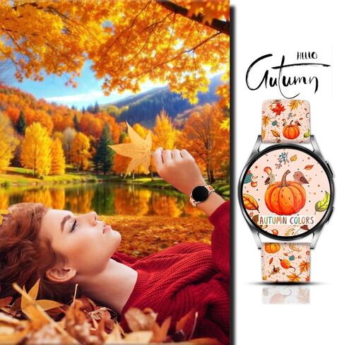 سوار ساعة خريف عيد الميلاد من السيليكون مقاس 20 ملم متوافق مع ساعة سامسونج جالاكسي 7/6/5/4 40 ملم 44 ملم/ساعة 6 كلاسيكية 43 ملم 47 ملم/ساعة 5 برو 45 ملم/ساعة 4 كلاسيكية/أكتيف 2 للنساء والرجال in Kuwait