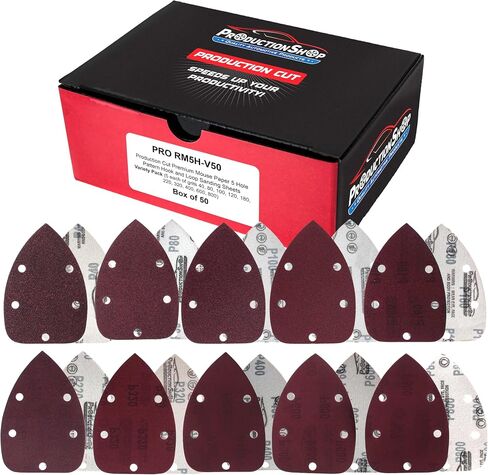 Premium 80 Grit 5-Hole Pattern Mouse Detail Sander Sandpaper Sheets, Box of 45 - Dustless Hook & Loop Triangle Shaped Mouse Disc Pads - Woodworking Tool Sand Wood Furniture, Auto Paint in Saudi Arabia