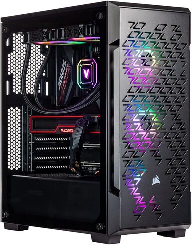 كمبيوتر مكتبي للألعاب Velztorm Ferrux II مخصص (Intel i9-12900K 16-Core، 16GB RAM، 512GB PCIe SSD + 2TB HDD (3.5)، Radeon RX 6600 XT، WiFi، بلوتوث، أسود، Win 10 Pro) in Kuwait