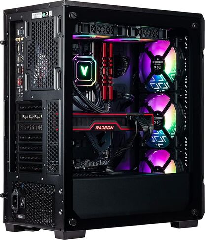 كمبيوتر مكتبي للألعاب Velztorm Ferrux II مخصص (Intel i9-12900K 16-Core، 16GB RAM، 512GB PCIe SSD + 2TB HDD (3.5)، Radeon RX 6600 XT، WiFi، بلوتوث، أسود، Win 10 Pro) in Kuwait