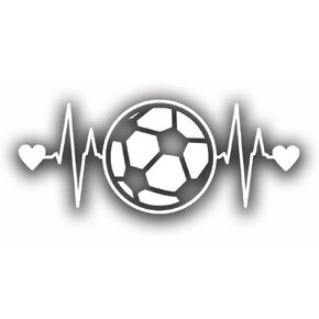 Soccer Ball Heartbeat Vinyl Decal Sticker | Cars Trucks Vans Walls Laptops Cups | White | 7.5 X 3 Inch | KCD1210