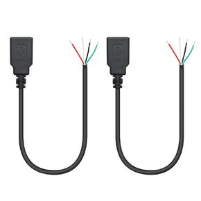 4 قطع قصيرة USB ذكر 4 دبوس سلك عاري 11 بوصة، USB 5 فولت/2 أمبير 4 دبوس ضفيرة نهاية مفتوحة كابل الطاقة والبيانات، لمعدات USB المثبتة أو استبدال كابل الإصلاح DIY