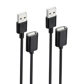 USB Extension Cable 2-Pack, 5 ft Male to Female USB-A 2.0 Extender Cord