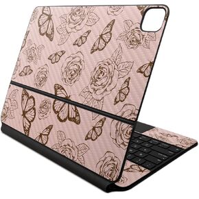 Carbon Fiber Skin Compatible with Apple Magic Keyboard for iPad Air 13-inch (M2) 2024 - Butterfly Garden - Premium 3M Vinyl Protective Decal Cover - Easy to Apply | Crafted in The USA by MightySkins