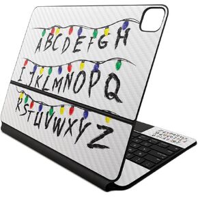 Carbon Fiber Skin Compatible with Apple Magic Keyboard for iPad Air 13-inch (M2) 2024 - Stranger Alphabet - Premium 3M Vinyl Protective Decal Cover - Easy to Apply | Crafted in The USA by MightySkins