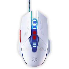 Aimery Wired Gaming Mouse Computer mice Mechanical Breathing Colorful Light with Sound 7 Keys USB Braided Rope 4 Speed DPI Ergonomics PC Laptop Mecha White