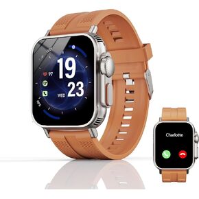 Smart Watch for Man Woman Make/Answer Call, Step Tracking, 2.2"",Built-in Fitness Tracker, for iOS/Android (Orange)